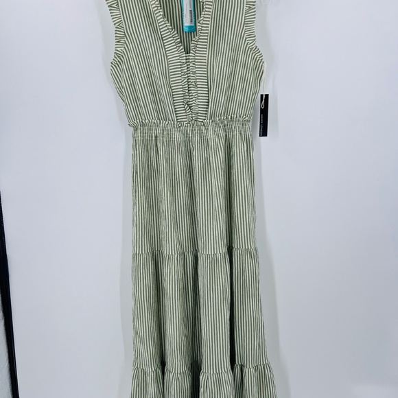 MAGGY LONDON BROOKE RUFFLE NECK MAXI DRESS OLIVE SIZE 6 - Picture 8 of 10